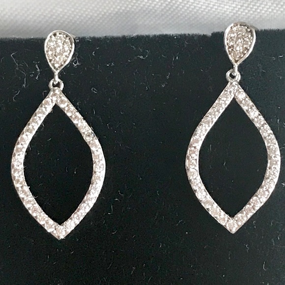 Teardrop Post CZ’s Set in Silver Earrings - Picture 3 of 8